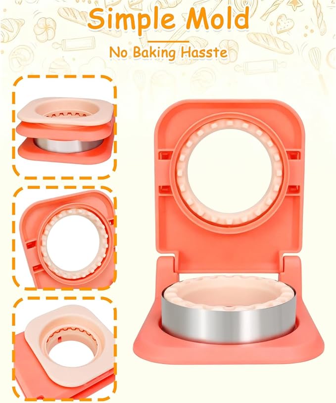 CHICHAUS Uncrustable Sandwich Maker,Sandwiches Pocket Circle Shape 3.7Inch Sandwich Cutter and Sealer,Sandwich Cutter for Kids Breakfast and lunchboxes (Peach Pink)