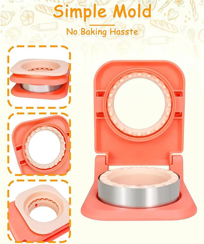 CHICHAUS Uncrustable Sandwich Maker,Sandwiches Pocket Circle Shape 3.7Inch Sandwich Cutter and Sealer,Sandwich Cutter for Kids Breakfast and lunchboxes (Peach Pink)