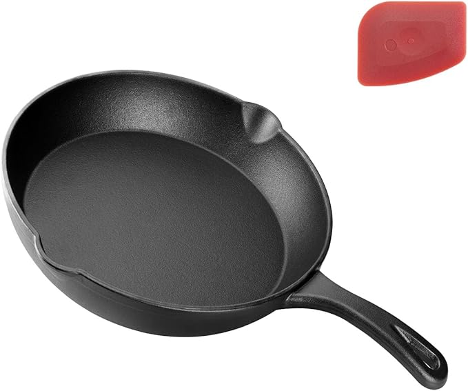 6 Inch Mini Cast Iron Skillet, Pre-Seasoned | Pre-seasoned mini skillet for eggs, dips & desserts. 6" top, ~4" cooking surface. Single-serve. No lid. PFOA-free.