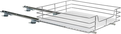 Household Essentials Brushed Steel Pull-Out Pantry Organizer with Plastic Liner, Nickel Finish