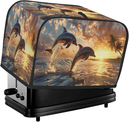 Toaster Cover 4 Slice Wide Slot Beach Sea DolphinBread Toaster Oven Dustproof Cover Small Appliance Kitchen Covers Dust and Fingerprint Protection for Women Gift 4 Slice