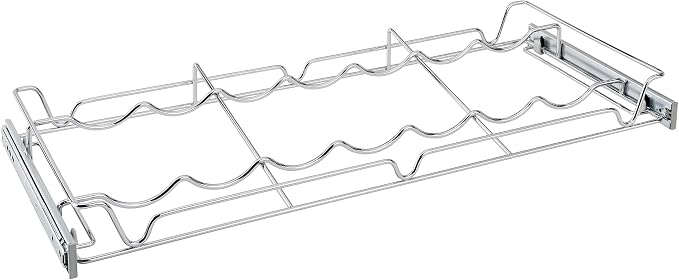 Rev-A-Shelf Chrome 30" Deluxe Wire Pullout Wine Bottle Rack for 14" Deep Pantry