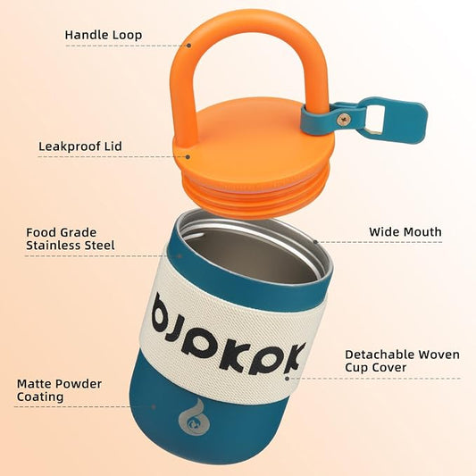 BJPKPK Insulated Stainless Steel Tumbler Cups 10oz Travel Coffee Mug With Lid And Handle,Dark Blue