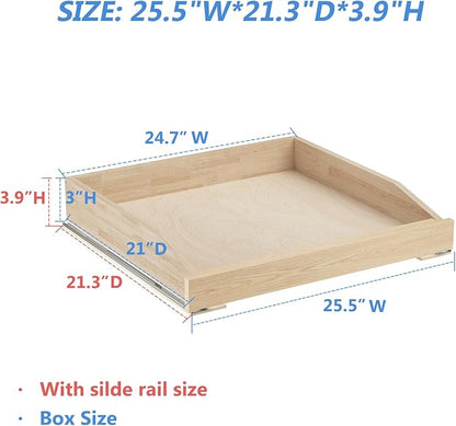 LOVMOR Single Pull Out Cabinet Organizer 25½”W x 21”D, Soft Close Slide Out Drawer Storage Shelves for Kitchen, Wood Cabinet Shelf Pull-Out Organizer Storage for Base Cabinets