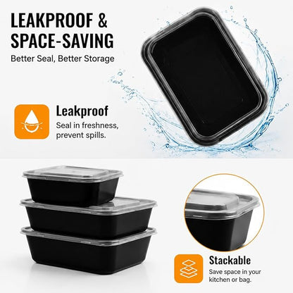 Tiny Meal Prep Containers, 12 oz [50 Pack] - mini Single 1 Compartment Food Meal Prep Containers Reusable, BPA Free Small disposable Food Storage Containers with Lids Microwave Dishwasher Freezer Safe