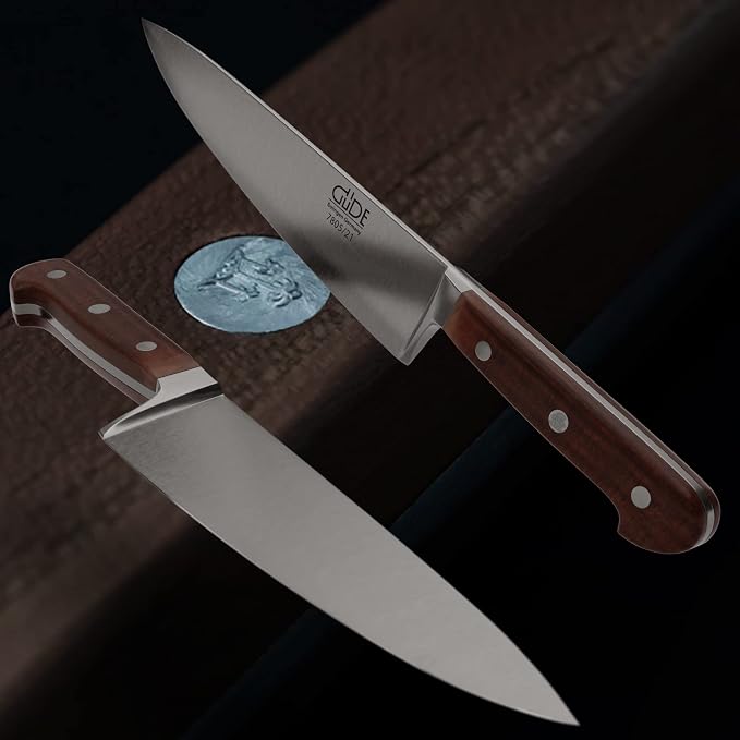 Güde Gude Franz Series Hand Forged Ice Hardened Steel Chef's Knife 8-in, Plumwood Handle, Made in Solingen, Germany Since 1910