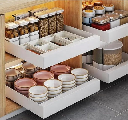 Pull Out Cabinet Organizer -Expandable – 12.56 x 18.89 Inch Pots And Pans Organizer Under Cabinet – Heavy Duty Carbon Steel Pull Out Drawers – Easy Installation No Screw Adjustable Cabinet Drawers