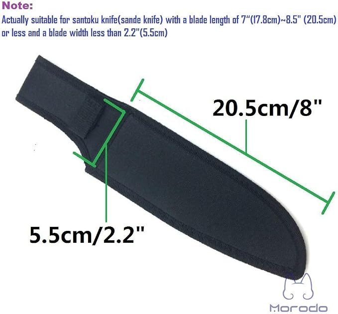 8" Santoku Knife Scabbard Sheath Sande knife Sheath (Black Nylon)