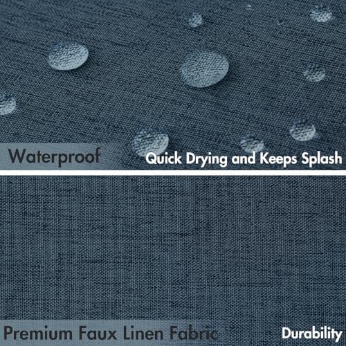 MIULEE 72"x84" Extra Long Scalloped Linen Shower Curtain Navy Blue