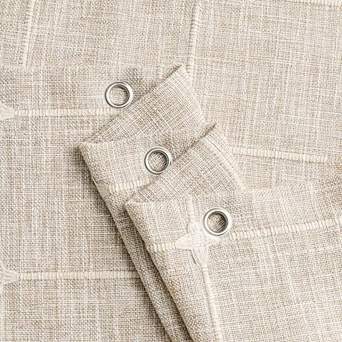 Boho Farmhouse Classic Plaid Linen Tassel Shower Curtain Grey,72x84