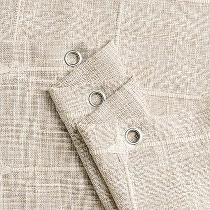 Boho Farmhouse Classic Plaid Linen Tassel Shower Curtain Tan Brown,72x72