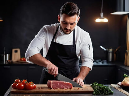 WELLSTAR Chef Knife with Sheath, Sharp Kitchen Knife 8 inch Black Cooking Knives with German HC Steel
