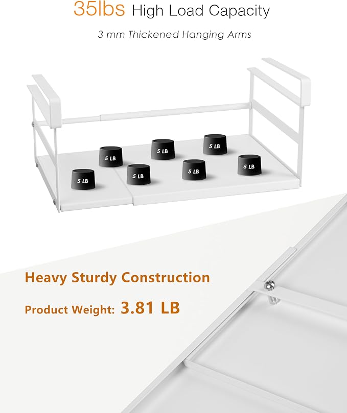 Under Shelf Storage Basket, 2-Pack Under Cabinet Shelf Organizer | Expandable Hanging Basket Holds 35 lbs Add-On Kitchen Pantry Cupboard Counter Laundry 13.19-23.03" W x 8.66" D x 4.13" H