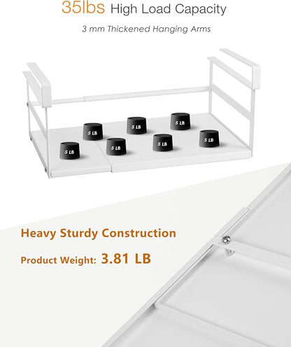 Under Shelf Storage Basket, 2-Pack Under Cabinet Shelf Organizer | Expandable Hanging Basket Holds 35 lbs Add-On Kitchen Pantry Cupboard Counter Laundry 13.19-23.03" W x 8.66" D x 4.13" H