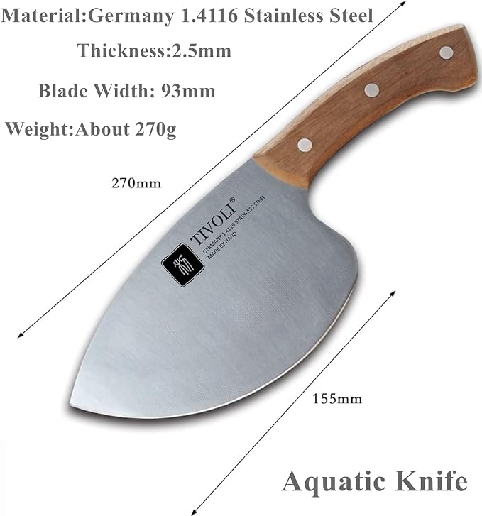 TIJERAS Seafood Market Aquatic Fish Knives Professional Tool Kitchen Knife Sharp Slaughter Fish Special Knife Meat Cleaver, Gifts for Men Women