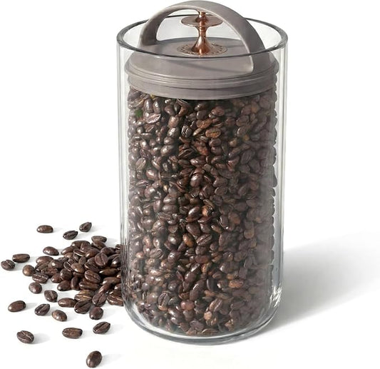 carrotez 6.3 Cup Vacuum Sealed Coffee Bean Container, Ecozen Plastic Airtight Food Storage Canister with Easy-Release Lever, Durable Space-Saving Design for Kitchen Countertop – 50.7 fl oz (1.5L)