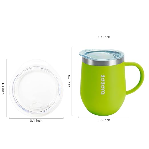 BJPKPK 2 pcs Insulated Coffee Mug, 12 oz Insulated Coffee Tumbler with Lid for Hot Drinks & Cold Drinks-Green