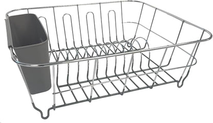 Dish Drying Rack & Cutlery Holder 2 Piece Set ✅ Compact Sink-Fitting Dish Drainer with Rubberized Undercoating ✅ Space-Saving Kitchen Organizer for Plates, Cups, Bowls & Utensils In Sink, Dark Gray