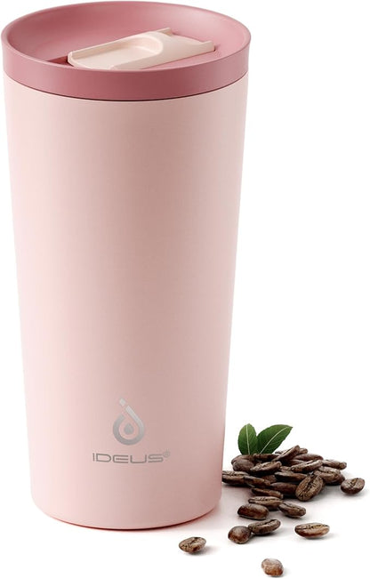 Ideus 17 oz Travel Coffee Mug, Double Wall Vacuum Stainless Steel Insulated Coffee Tumbler With Lid, Splash-Proof & Cup Holder Friendly, Keeps Drinks Hot/Cold, Dishwasher Safe, Blush