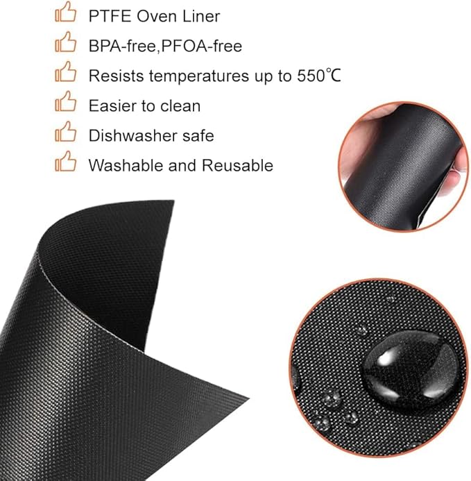Oven Liners for Bottom of Oven Compatible with Breville BOV900BSS the Smart Oven Air Fryer Pro, Square Air Fryer Liners Reusable Baking Mat, 4 PCS Teflon Sheets for Breville Accessories