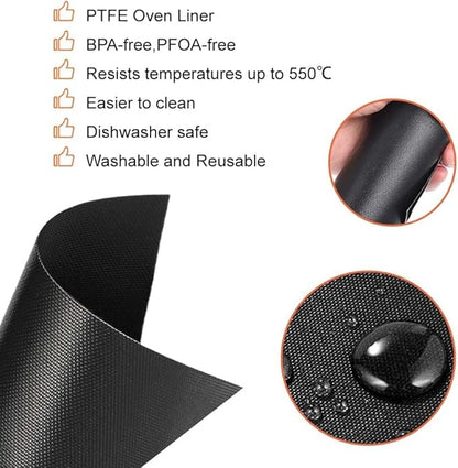 Oven Liners for Bottom of Oven Compatible with Breville BOV900BSS the Smart Oven Air Fryer Pro, Square Air Fryer Liners Reusable Baking Mat, 4 PCS Teflon Sheets for Breville Accessories