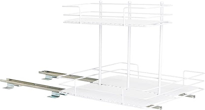 Household Essentials White Steel Double-Tier Pantry Organizer
