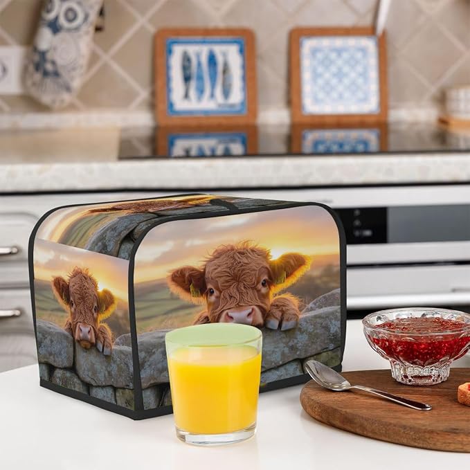 Toaster Cover 4 Slice Wide Slot High Mountain Cattle CowBread Toaster Oven Dustproof Cover Small Appliance Kitchen Covers Dust and Fingerprint Protection for Women Gift 4 Slice