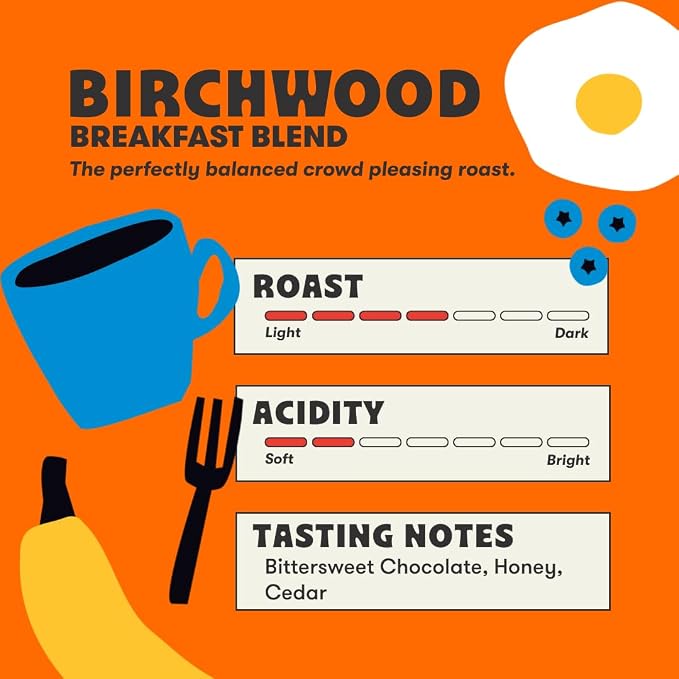 Peace Coffee Birchwood Breakfast Blend Ground Medium Roast Coffee, 5 lb, Organic Fair Trade, Smooth, Mild Flavor, Shade Grown, Fresh Roasted