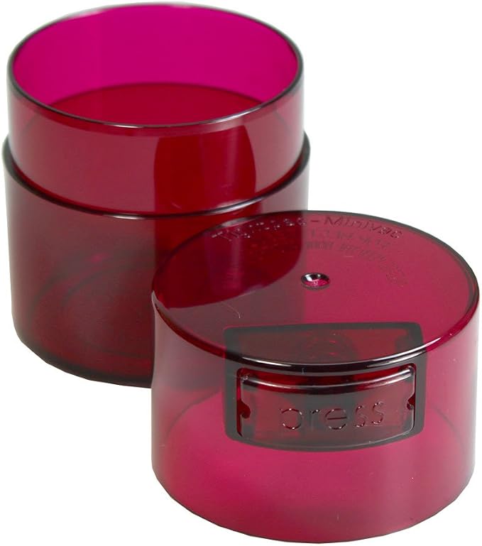 Minivac - 10g to 30 grams Airtight Multi-Use Vacuum Seal Portable Storage Container for Dry Goods, Food, and Herbs - Red Tint