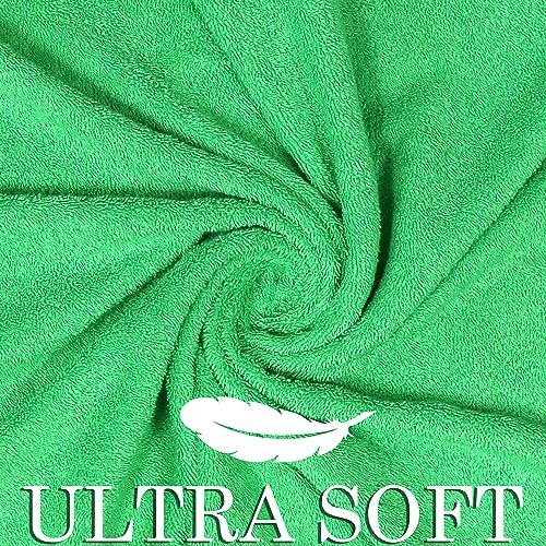 6 Piece 100% Cotton Bath Towel Set - 2 Bath - 2 Hand - 2 Face, Green