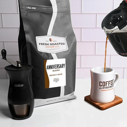 Fresh Roasted Coffee, Anniversary Blend Whole Bean Coffee, Medium Roast, Kosher, 5 lb (80 oz)