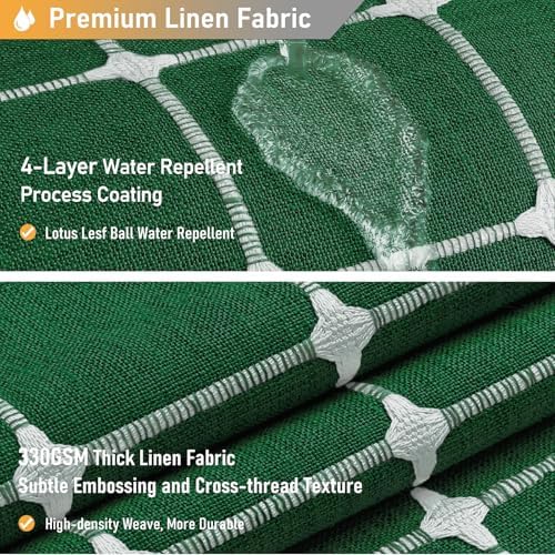BTTN Long Boho Farmhouse Linen Fabric Shower Curtain, 72x84, Emerald Green