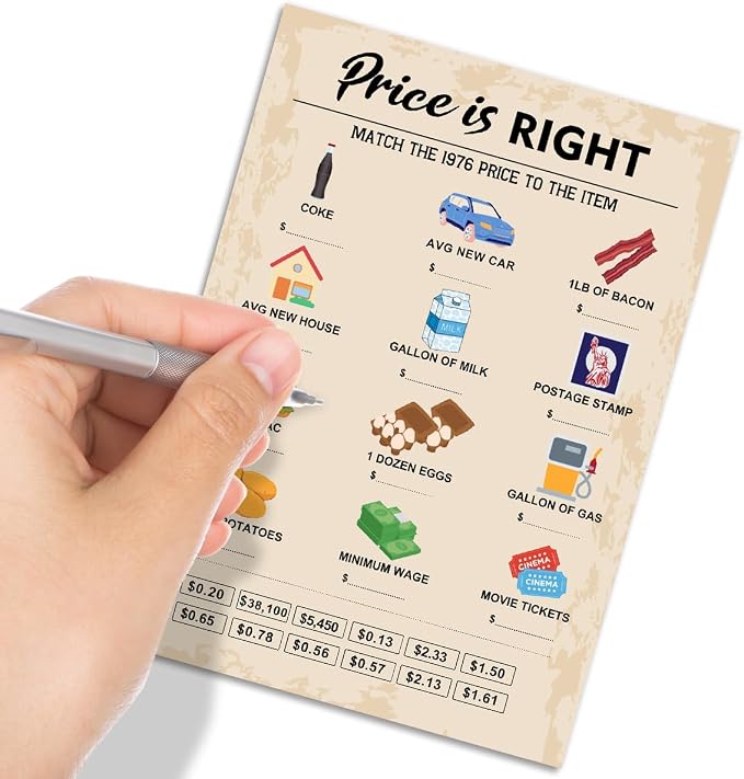 QUPT 50th Birthday Party Games, Set of 2 Activities for 15 Guests, Born in 1976 Games Bundle, Birthday Party Supplies for Adults, Pack of 30 Cards
