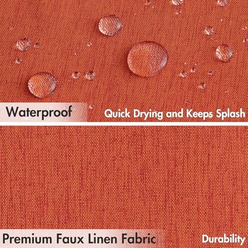 MIULEE Fall 72*84 Burnt Orange Terracotta Linen Shower Curtain Metal Hooks