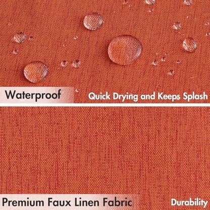 MIULEE Fall 72*84 Burnt Orange Terracotta Linen Shower Curtain Metal Hooks