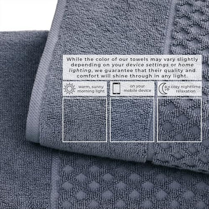 Great Bay Home Bath Towels - 100% Cotton 6 Piece Towel Set - Diamond Waffle Weave - Absorbent, Durable, Quick-Dry Towels for Bathroom (Chambray Blue)