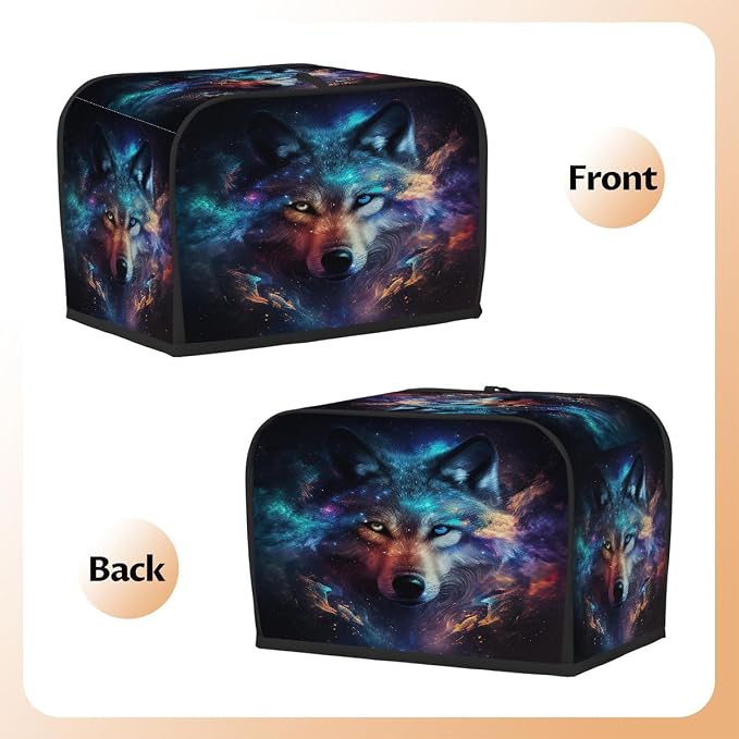 Toaster Cover 4 Slice Wide Slot Galaxy WolfBread Toaster Oven Dustproof Cover Small Appliance Kitchen Covers Dust and Fingerprint Protection for Women Gift 4 Slice