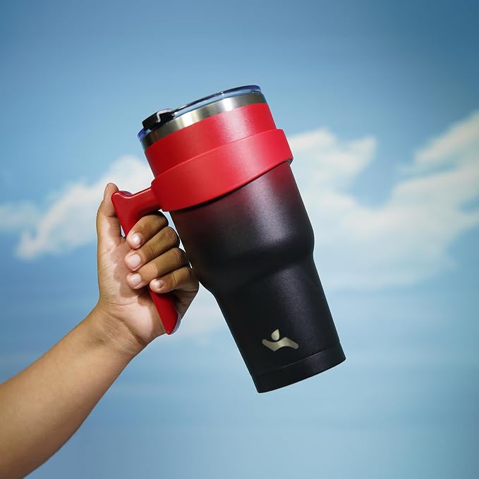 Konokyo 40 oz Tumbler with Handle and 2 Straw 2 Lid, Insulated Water Bottle Stainless Steel Vacuum Cup Reusable Travel Mug,Mystic Moon