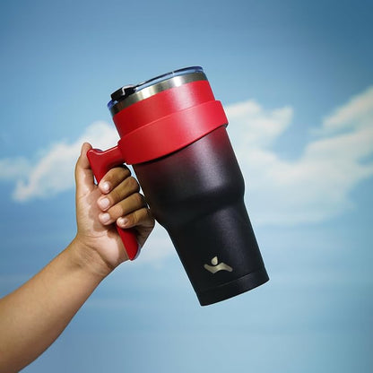 Konokyo 40 oz Tumbler with Handle and 2 Straw 2 Lid, Insulated Water Bottle Stainless Steel Vacuum Cup Reusable Travel Mug,Mystic Moon