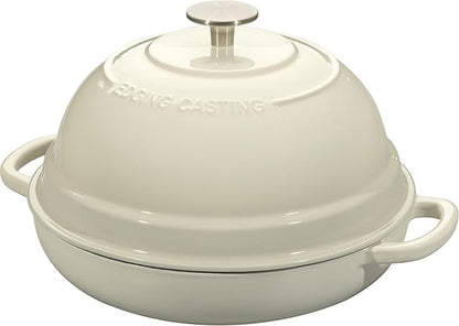 EDGING CASTING Enameled Cast Iron Dutch Oven Pot with Lid, Round Bread Oven for Homemade Sourdough Bread Baking, 6 Quart, White