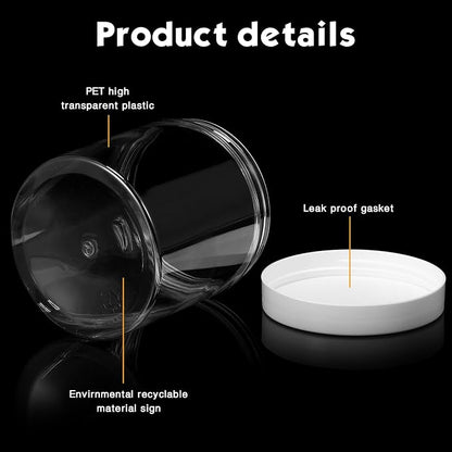 SATINIOR 24 Pieces Empty Clear Plastic Jars with Lids Round Storage Containers Wide Mouth for Beauty Product Cosmetic Cream Lotion Liquid Butter Craft and Food(White Lid,16 oz)