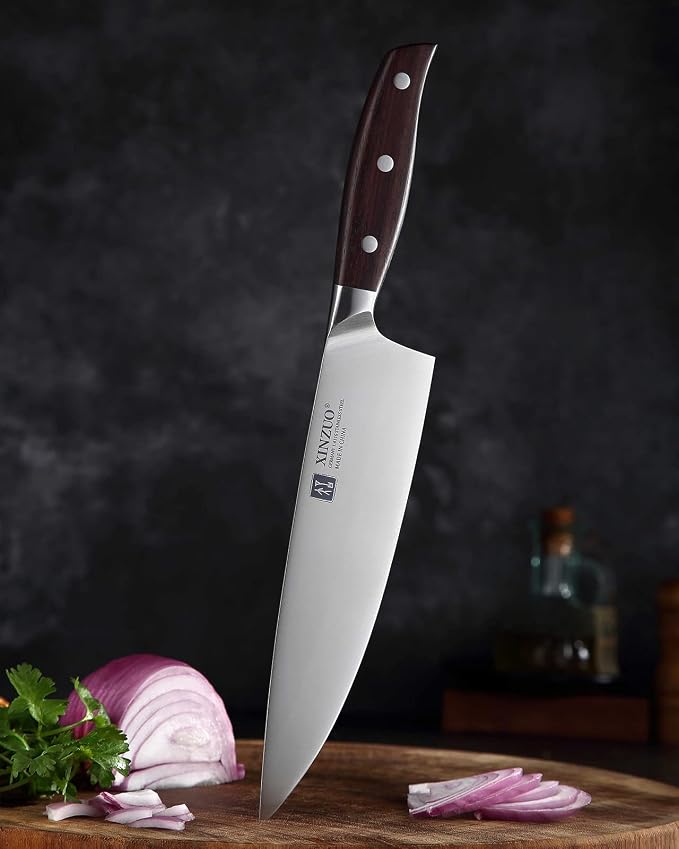 XINZUO 8 Inch Chef Knife,German Stainless Steel, Professional Kitchen Cutting Knife, Ultra Sharp Cooking Knife with Red Sandalwood Handle