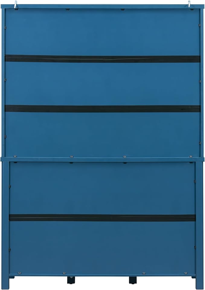 74.8''H High Freestanding Kitchen Pantry, Wooden Kitchen Organizers Cupboard Storage Cabinet with Door Shelves, Adjustable Shelves, Pull-out Trays and Drawers for Dining Room Living Room (Blue-2.12)
