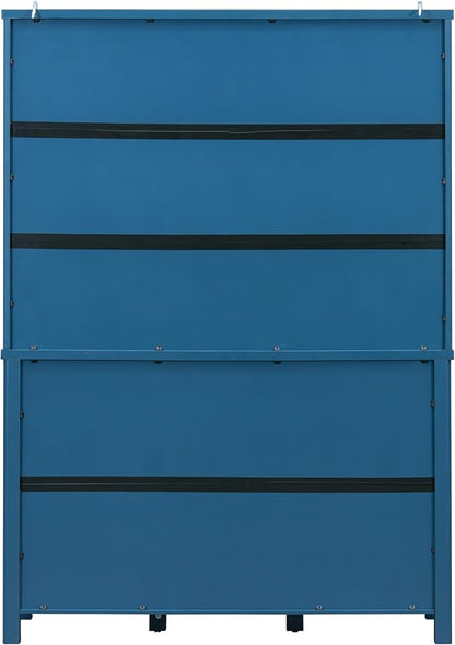 74.8''H High Freestanding Kitchen Pantry, Wooden Kitchen Organizers Cupboard Storage Cabinet with Door Shelves, Adjustable Shelves, Pull-out Trays and Drawers for Dining Room Living Room (Blue-2.12)