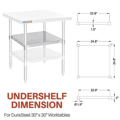 DuraSteel Galvanized Under Shelf for Work Tables - Extra Adjustable Lower Shelf for 30" x 30" Stainless Steel and Wooden Worktables - Fits for use in Restaurant, Warehouse, Home, Kitchen, Garage