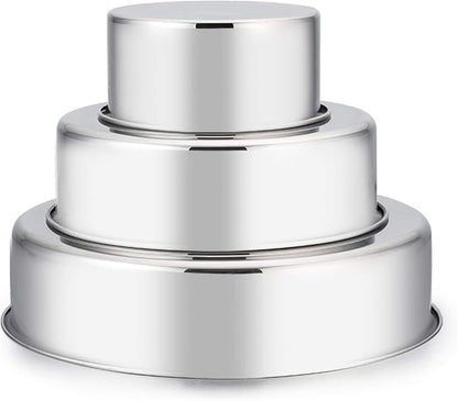 E-far Cake Pan Set of 3 (4 inch/6 inch/8 inch), Stainless Steel Small Round Layer Cake Baking Pans, Perfect for Tier Smash Cake, Non-Toxic & Healthy, Mirror Finish & Dishwasher Safe