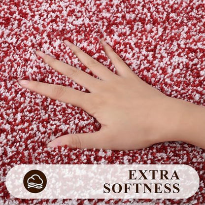 Pauwer 3 Piece Bathroom Rug Set, Non Slip Washable Bath Mat, Red