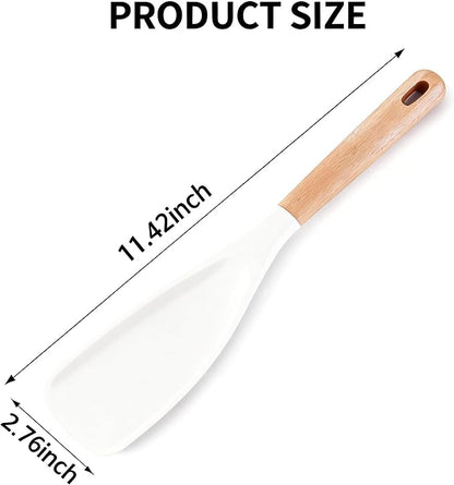 Cooking Spoon for Nonstick Cookwares,Cedar and Ash Spoon, Multifunction Spatula Cooking Spoon, Perfect Silicone Spoon for Mixing, Scoop, and Scrape(White)