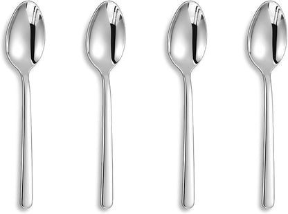 KEAWELL Premium Aline 4-Piece 5.8 inch Spoon Set – 18/10 Stainless Steel Silverware with Mirror Polish, Dishwasher Safe for Table Setting and Entertaining (4, Small Spoons)