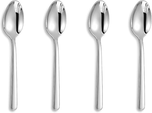 KEAWELL Premium Aline 4-Piece 5.8 inch Spoon Set – 18/10 Stainless Steel Silverware with Mirror Polish, Dishwasher Safe for Table Setting and Entertaining (4, Small Spoons)